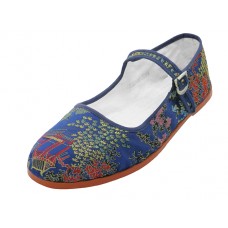T2-119L-N - Wholesale Women's "EasyUSA" Satin Brocade Upper Classic Mary Jane Shoes ( *Navy Color ) *Available In Single Size